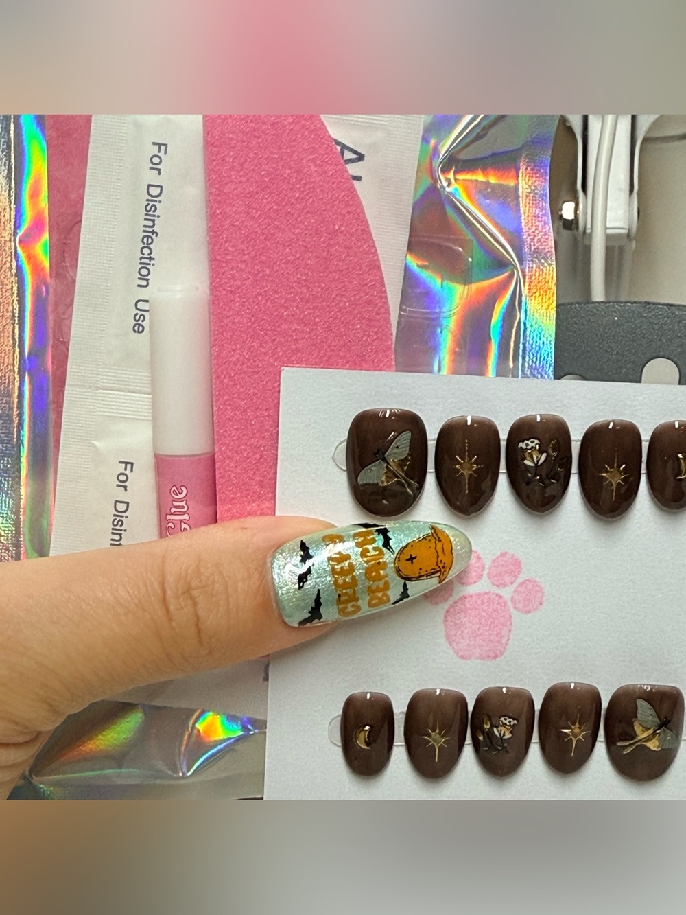 Handmade Brown Nail Art Set - Stylish Brown Press-Ons size small - Picture 3 of 3
